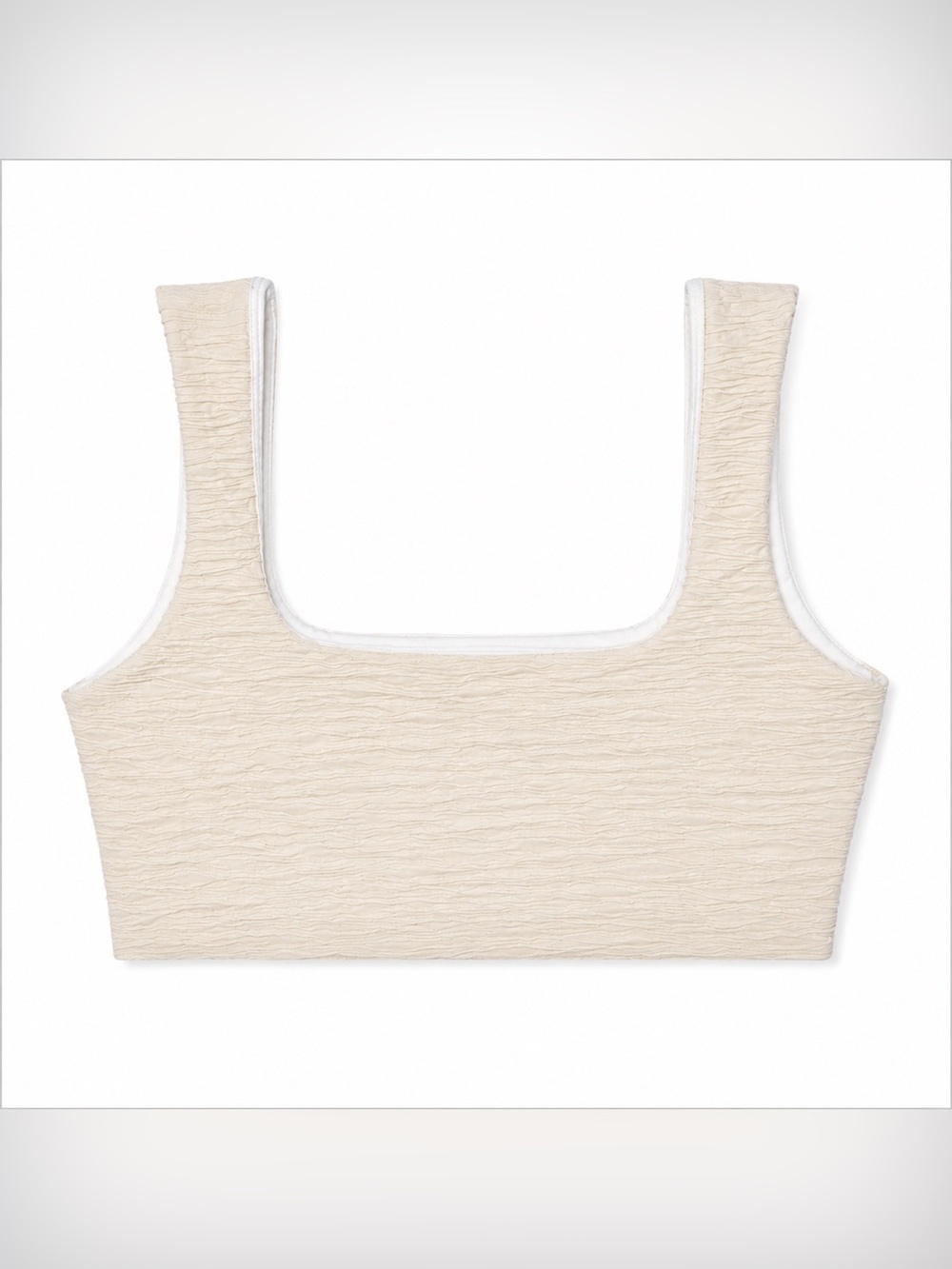 Mara Hoffman Raina Ivory Textured Square Neck Bikini Top XS